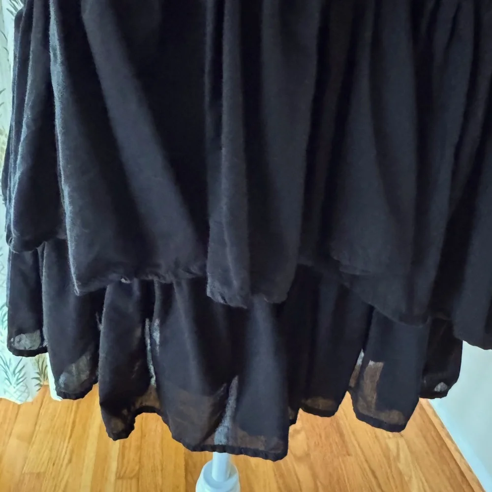 Anthropologie Sleeveless Ruffle Mini Shirt Dress Black Button Cotton Collar NWOT - Picture 10 of 13